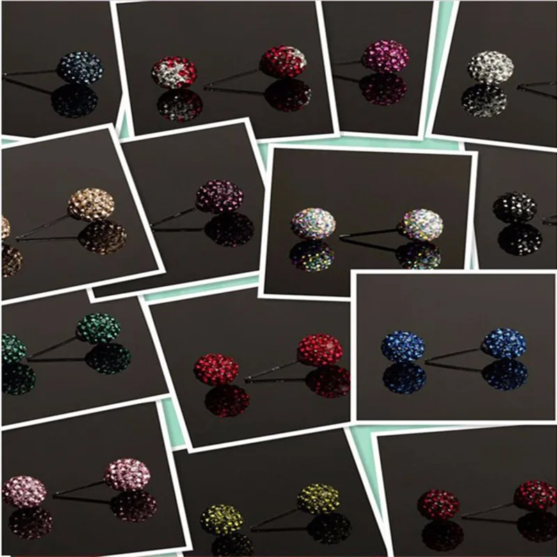 Multicolor 19 Color 10MM Rhinestone Earrings Micro Disco Ball Crystal Stud Earring For Women Fashion Jewelry