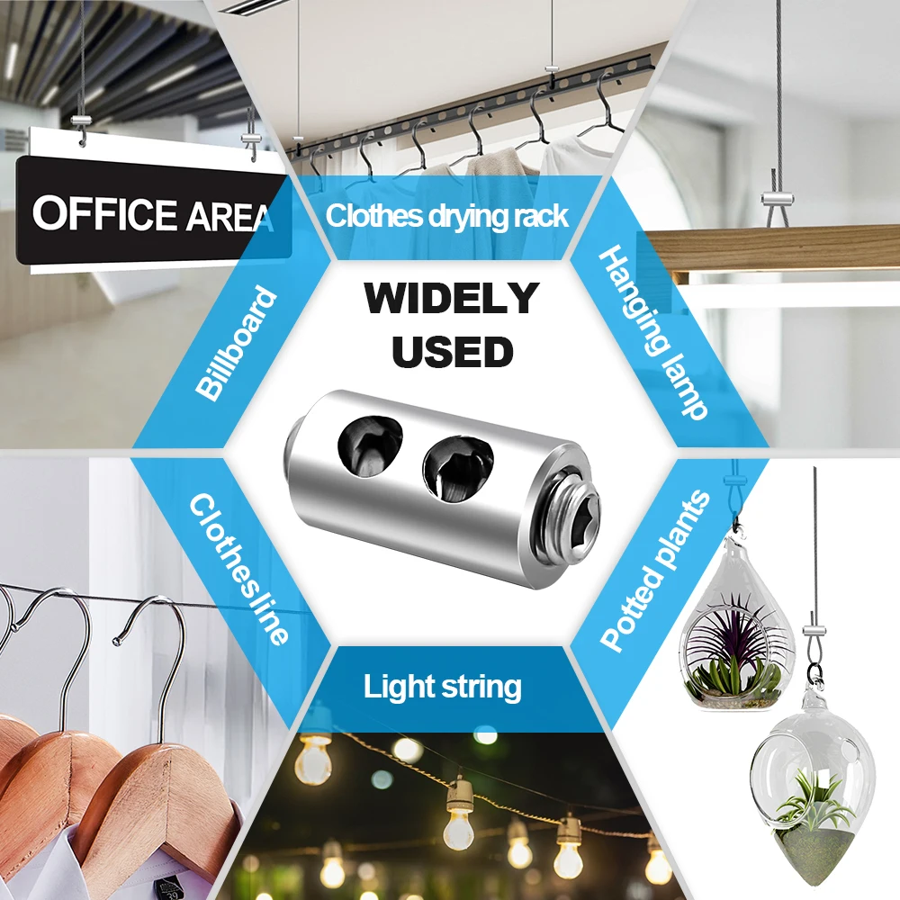10pcs 2/3mm Wire Rope Clamps Stainless Steel Cable Fastener Adjustable Screw Copper Metal Clip Sling Fitting image 6