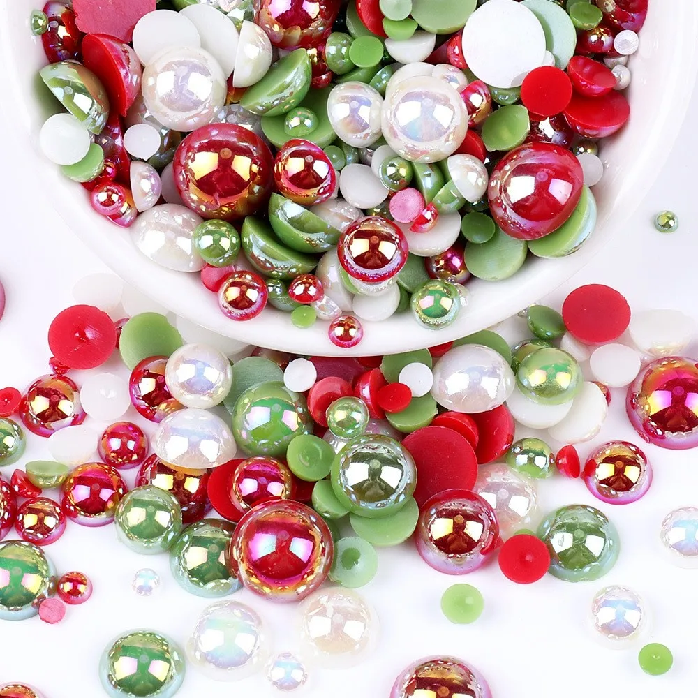 Mix Color AB Half Round ABS Beads  Pearl  Flatback Bead For DIY Nail Decor Jewelry Making  F0104