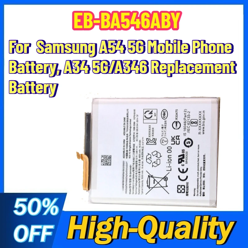 

Persistent Standby EB-BA546ABY Lithium Battery for Samsung A54 5G Mobile Phone Battery, A34 5G/A346 Replacement Battery