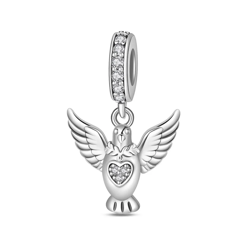 925 Sterling Silver Peace Dove Charms Pendant For Women Fit Original Bracelet DIY Birthday Party Jewelry Gifts