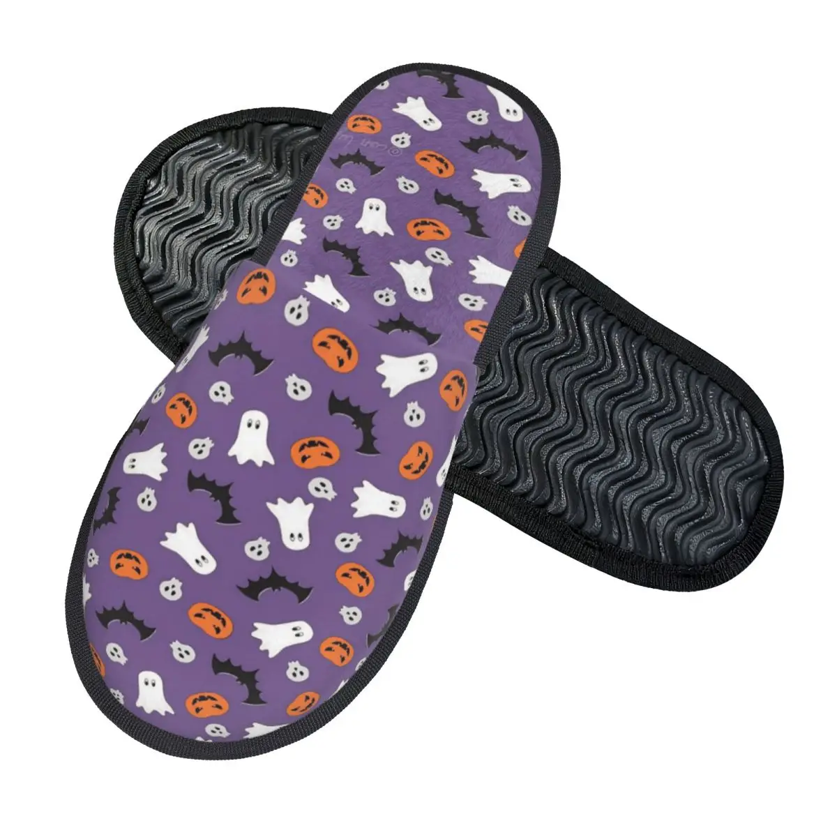 Halloween Ghost Pumpkin Spooky Trick Or Treat Witch Bedroom Slippers with Memory Foam Slipper  House Shoes with Anti-Skid Sole