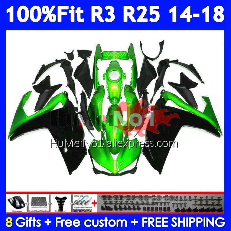 Body For YAMAHA YZF R3 R25 R 3 YZF-R3 YZFR25 Green black 373No.90 YZF-R25 YZFR3 2014 2015 2016 2017 2018 14 15 16 17 18 Fairing