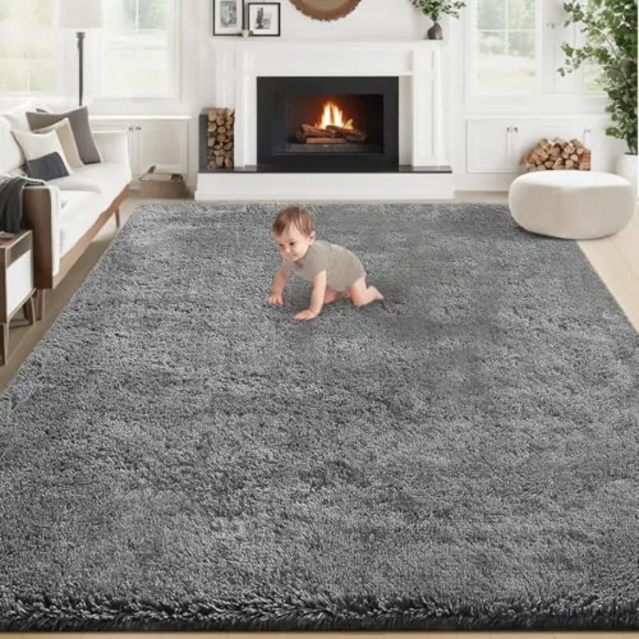

6x9 Area Rug for Living Room Fluffy Shag Soft Washable Rugs Large Fuzzy Plush Indoor Carpet for Bedroom Nursery Playroom Girls