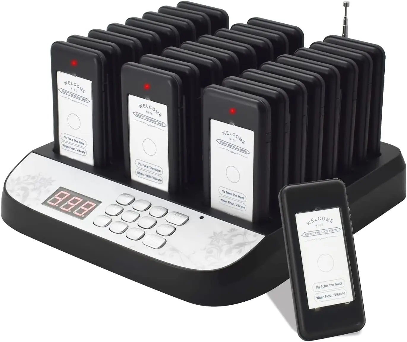 

X Waterproof Wireless Waiter Call System 30 Units 300m Range 30-Pager Paging for Restaurants Food Trucks Nursing Home Vibration