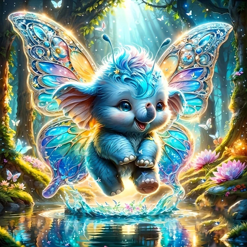 EverShine DIY Diamantmalerei Elefant 5D Vollbohr-Mosaik Schmetterling Stickerei Cartoon Tier Wanddekorationen Wohnzimmer
