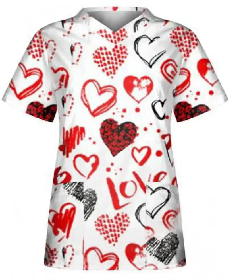 Uniforme médical à manches courtes et col en V pour femmes, gIslande pour animaux de compagnie, imprimé à la mode, décontracté, poche plaquée, générateurs, uniforme d'allaitement