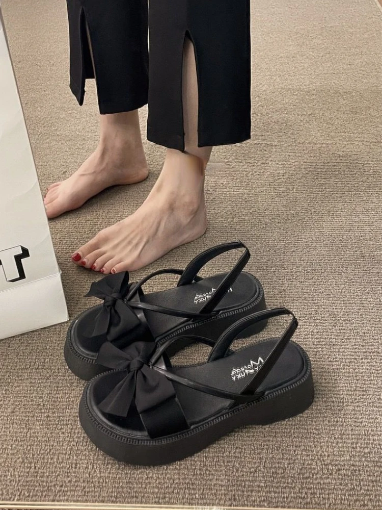 Verão designer francês sandálias causais mulheres dedo do pé aberto coreano moda sapatos plataforma senhoras arco chique doce tornozelo cinta sapatos 2023