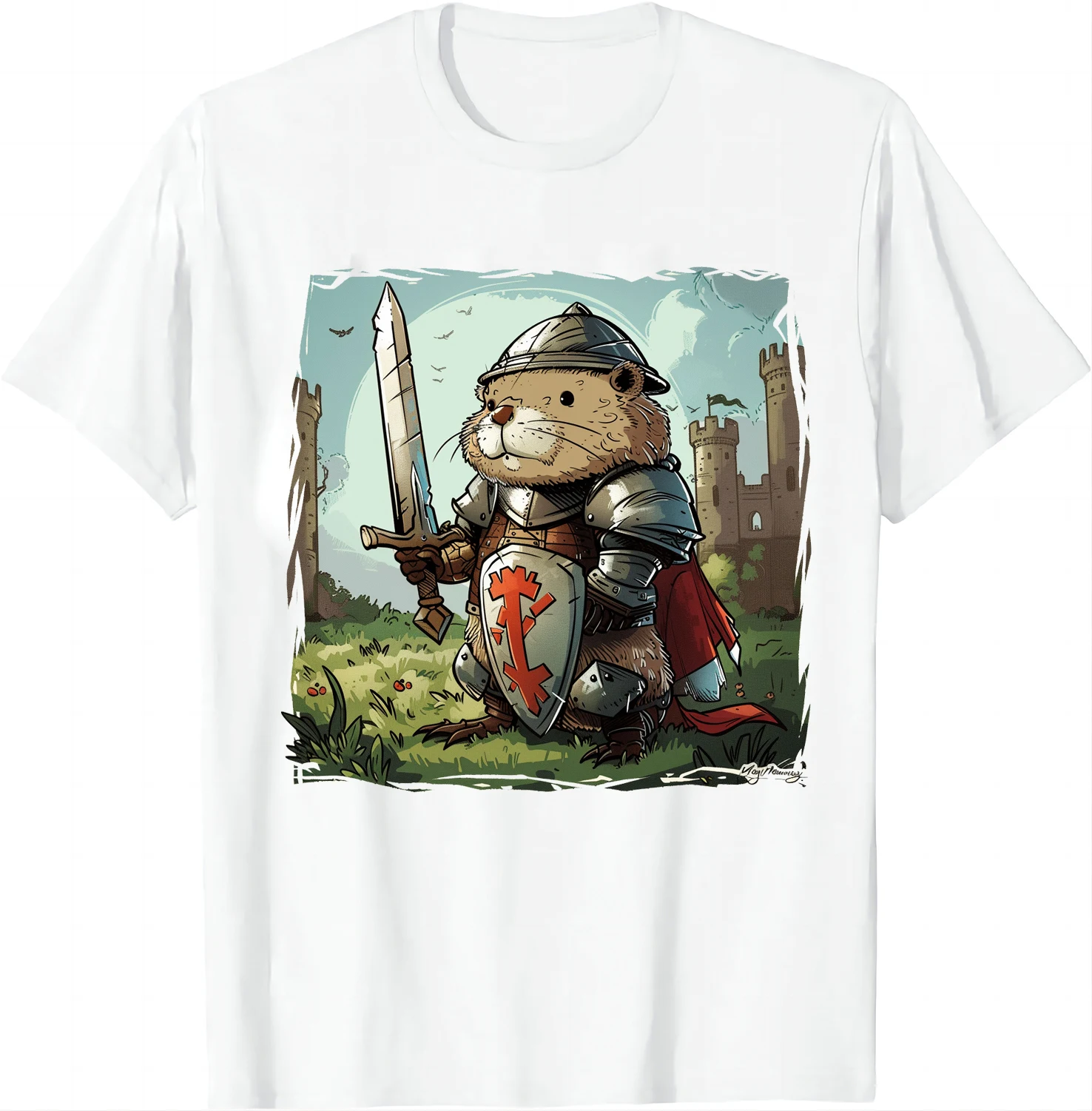 Funny Kawaii Gift  Armored Otter Warrior T-Shirt Adventure Awaits  Anime Clothes  Shirts for Women Y2k Clothes Kawaii Clothes