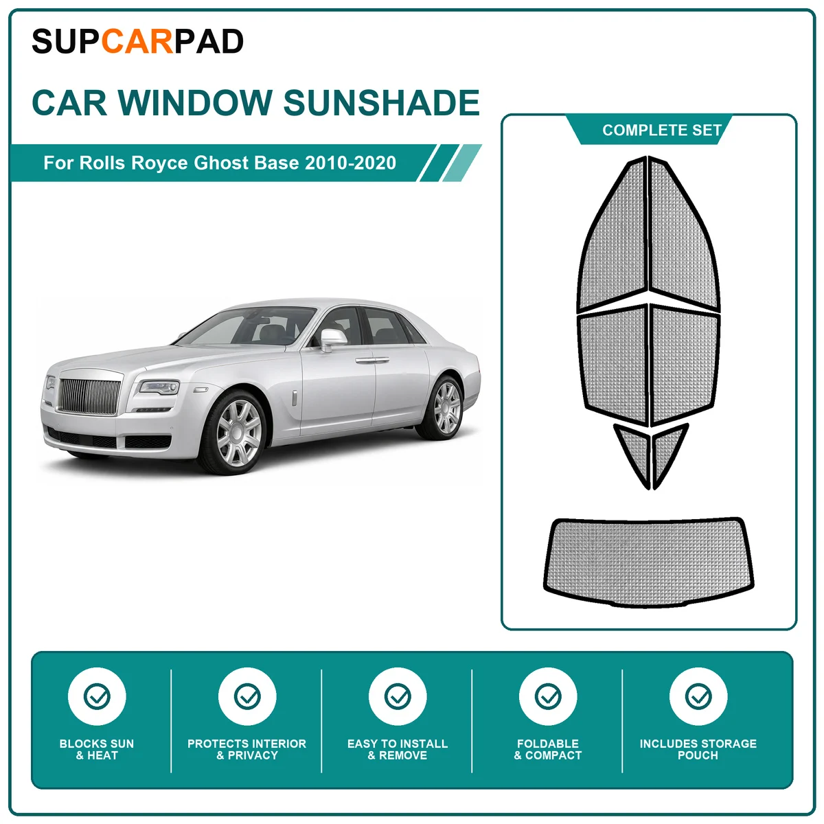 For Rolls Royce Ghost Base 2010-2020 Full Set Car Window Sunshades UV Block Privacy Heat Insulated Foldable Car Curtain