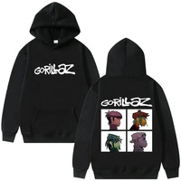The Gorillaz Rock Band's Fashion Album Features Pattern Prints on Men's Hoodies Sweatshirts Hip-hop Alternative Retro Pullovers