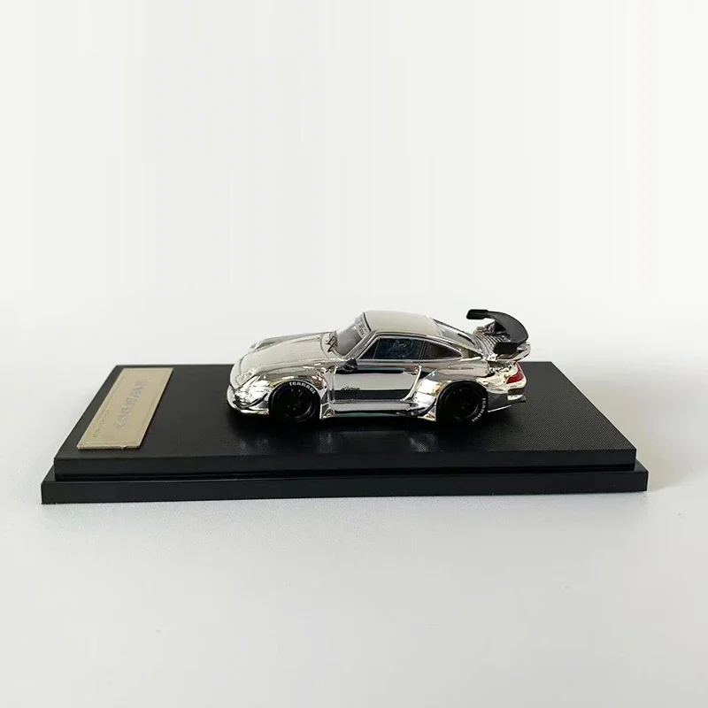 Star 1:64 Model Car Pors RWB993 GT Wing Alloy Die-cast Vehicle Collection- Chrome Silver