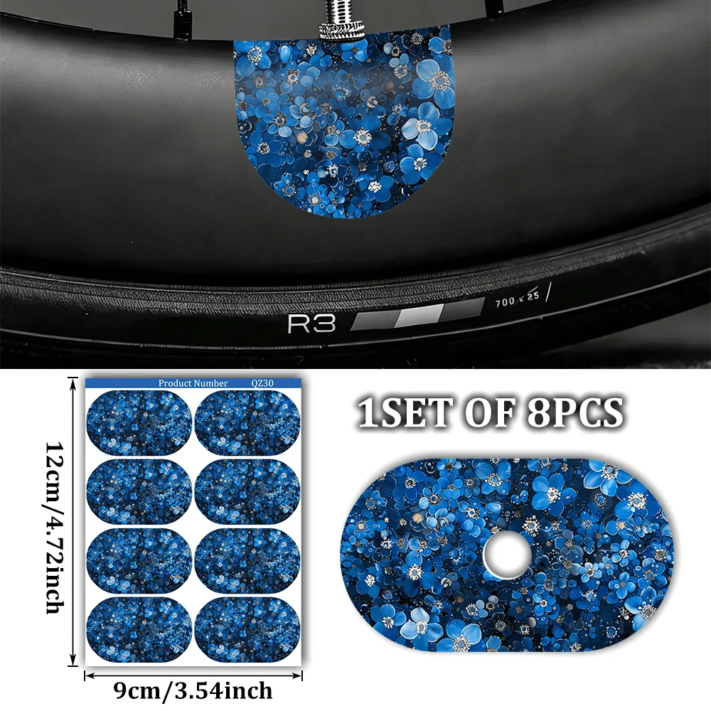 1set 2D Flat Blue Forget Me Not Flower Vinyl Sticker, Waterproof Removable Decal for Bike Wheel Decor, Holiday Gift