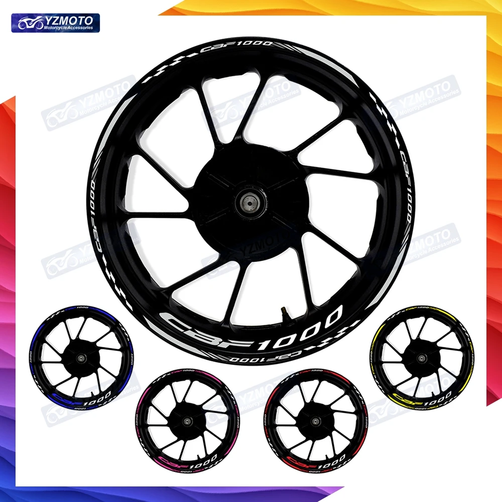 

Светоотражающие 17-дюймовые наклейки на колеса для мотоцикла Honda CBF1000, лента в полоску на ободе, наклейка на ступицу, аксессуары для мотоциклов, декоративная наклейка