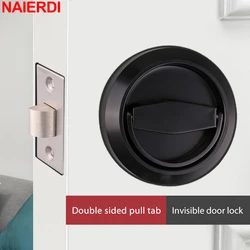 NAIERDI Round Recessed Door Lock,Stainless Steel Hidden Recessed Cup Door Handle,Sliding Door Lock Privacy Pocket Door Lockers