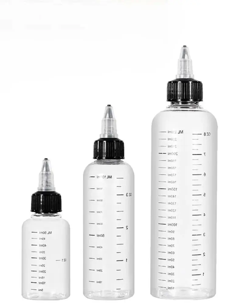 1 stks 30 ml/60 ml/100 ml/120 ml/250 ml Plastic PET Sap Vloeibare Capaciteit Druppelflesjes Twist Top Cap Tattoo Pigment Inkt Containers