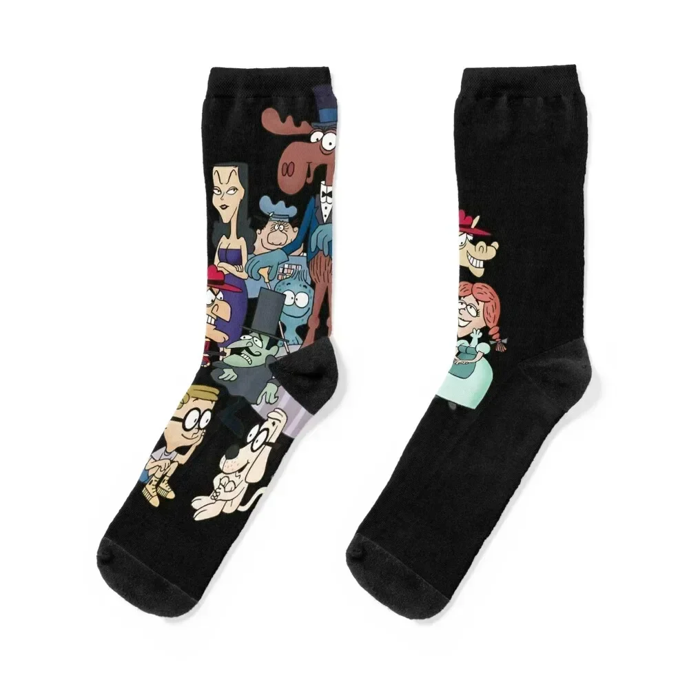 Tribute to Jay Ward Cartoons Rocky, Bullwinkle, and Friends Classic T-Shirt.png Socks New year's Men Socks Women's
