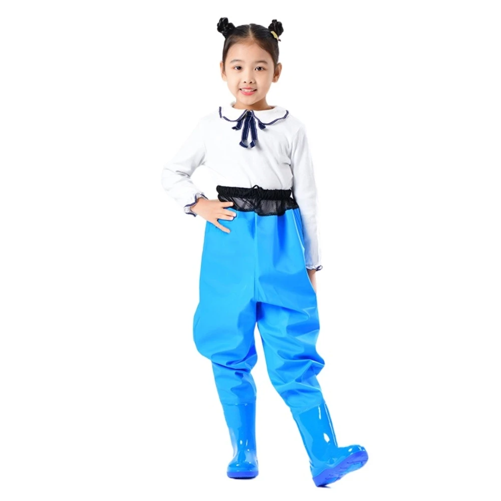 

PVC Children Rain Pants Boots Waterproof Half-Body Children Raincoat Jumpsuit Thick Flood Fighting Pants with Rain Boots