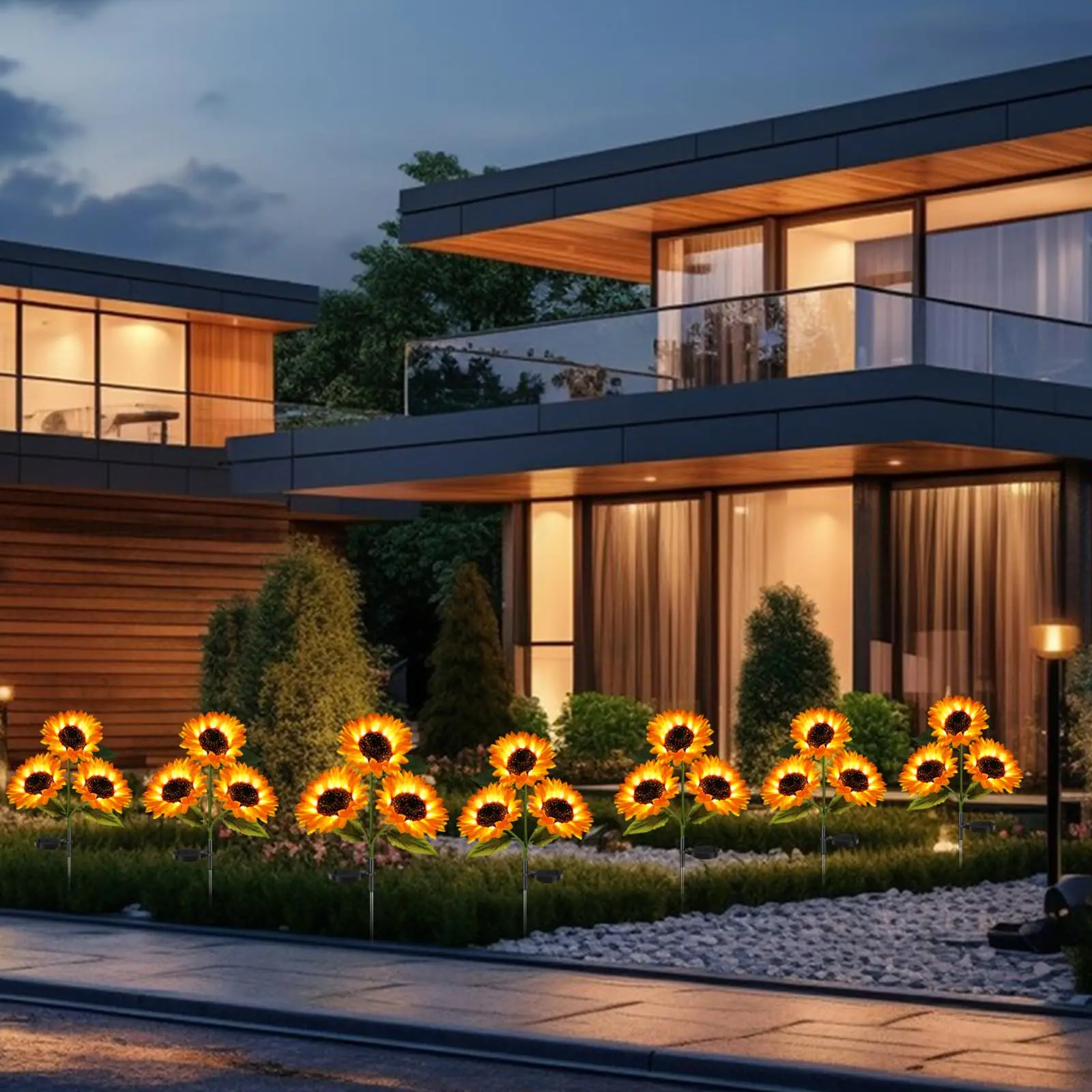 Imagem -06 - Solar Powered Outdoor Garden Lights Bigger Girassol Impermeável Flores Realistas Luz Caminho Packs