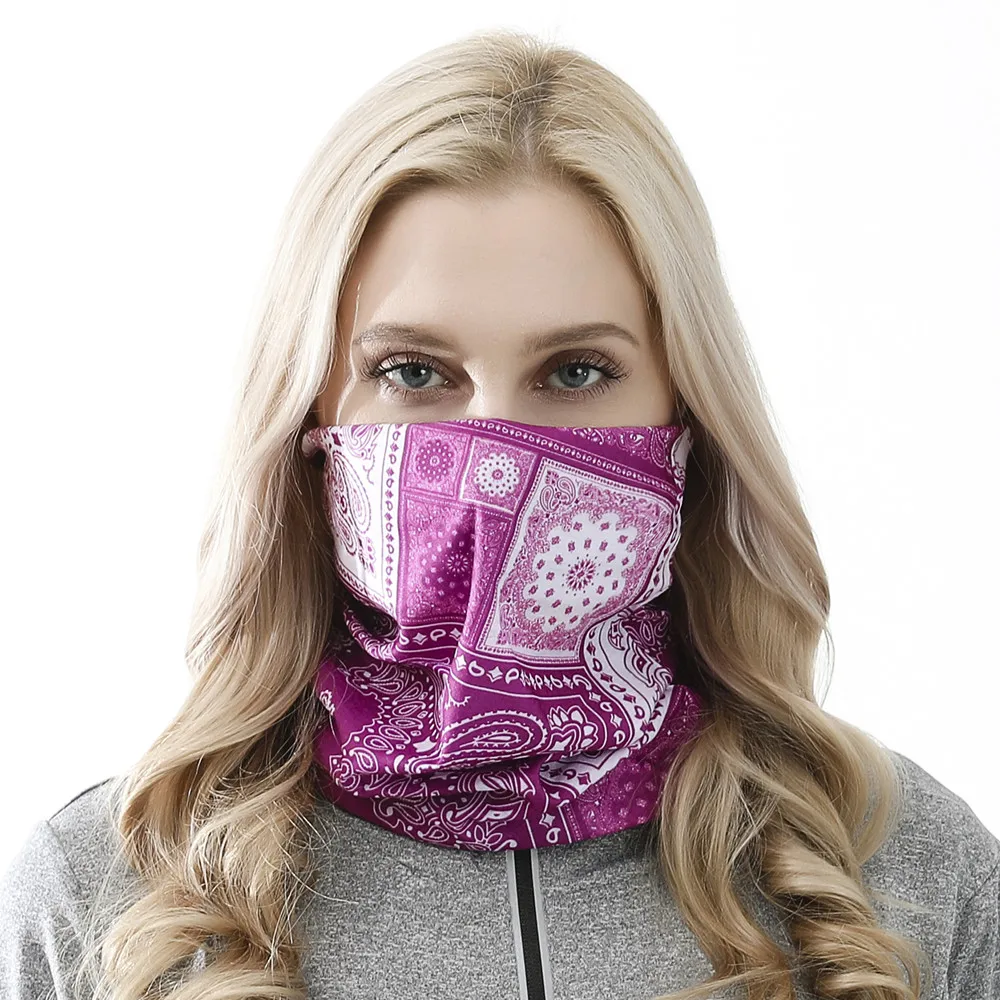 Multi Use Sports Headband Paisley Pattern Design Seamless Face Bandana Cycling Head Scarf Balaclava Tubular Kerchief For Women