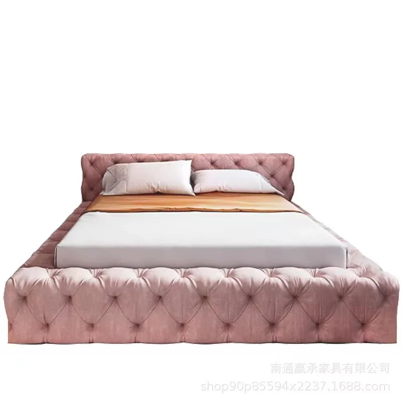 

Tufted Fabric Double Bed Adjustable Twin Frame Queen Single American King Size Gas Lift Bed