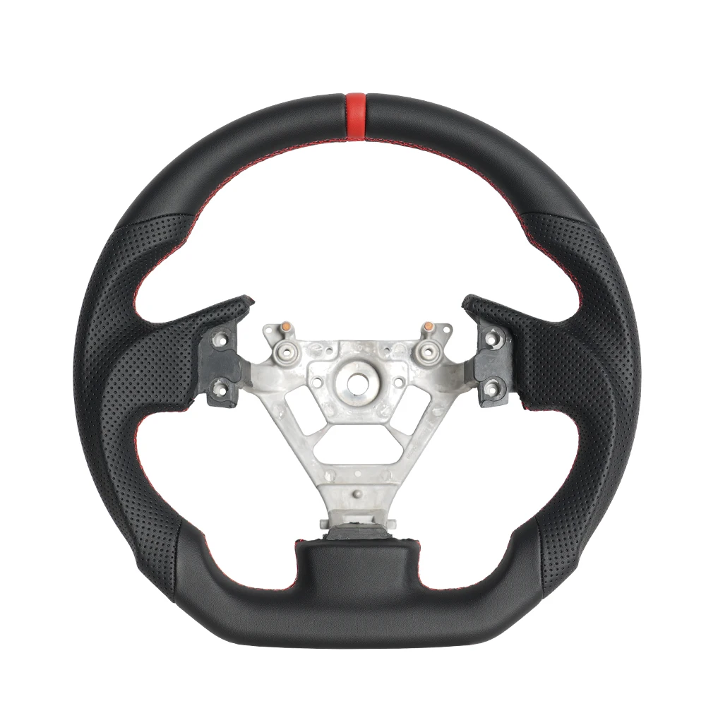 

Кожаный руль D-образной формы с плоским дном, перфорированной кожей и красной центральной линией для INFINITI G35 FX 2004-2007, автомобильные аксессуары