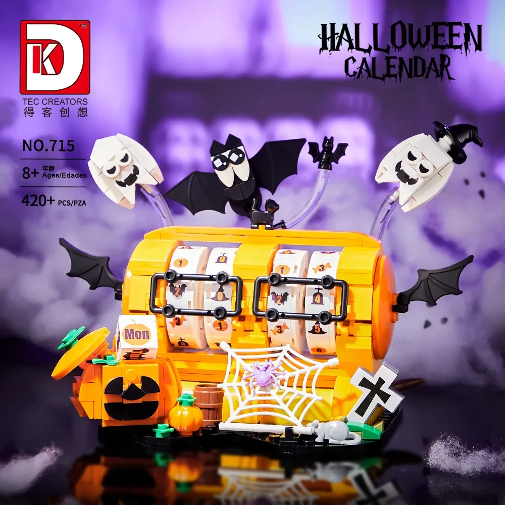 

Halloween Desk Calendar Building Block Figure DIY Phone Stand Model Assembled Plastics 3D Puzzle Bricks Toy For Kids Gift 715