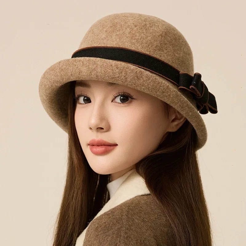 chapeu-de-pescador-de-la-quente-elegante-outono-e-inverno-para-mulheres-cor-solida-resistente-ao-frio-bowknot-balde-bones