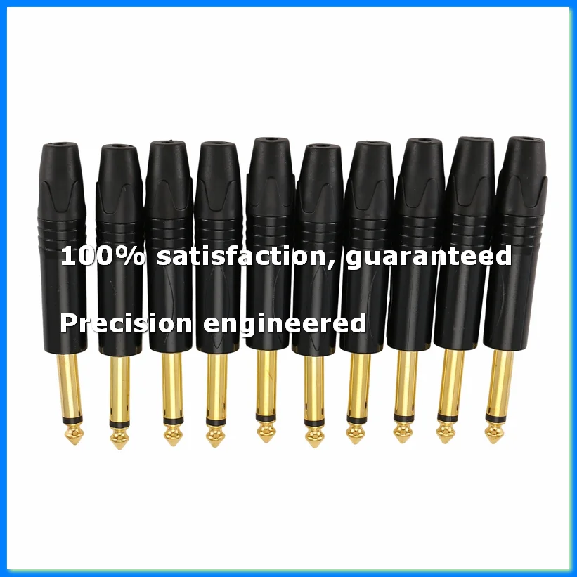 Gold Plating 10Pcs Plug Mono Professional 2 Pole 6.35 Mm 6.5Mm Stereo Jack Plug 6.35Mm-A22U