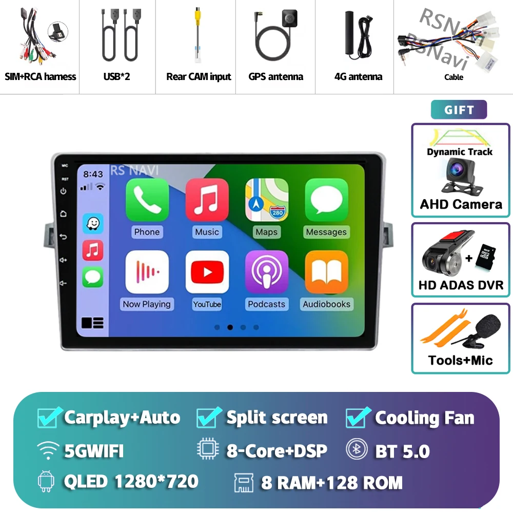 Android 15 Autoradio Navigatie Multimedia Speler Voor Toyota Verso 2010 2011 2012 2013 2014 2015 2016 Carplay Auto Stereo video - afbeelding 1