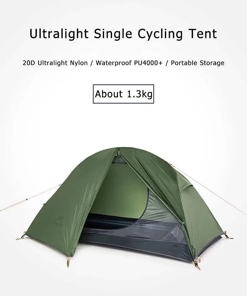 Naturehike 2026 Neues Campingzelt Ultraleicht Tragbar Wasserdicht 1-Personen-Nylon-Wanderzelt Fahrrad-Rucksack-Zelte – Detail 2