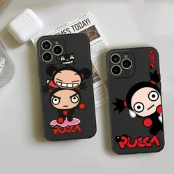 Fashion Cute cartoon Pucca Phone Case FOR IPhone 15 14 11 12 Pro 8 7 15 Plus 13 Pro MAX XR XS MINI Black Soft Covers