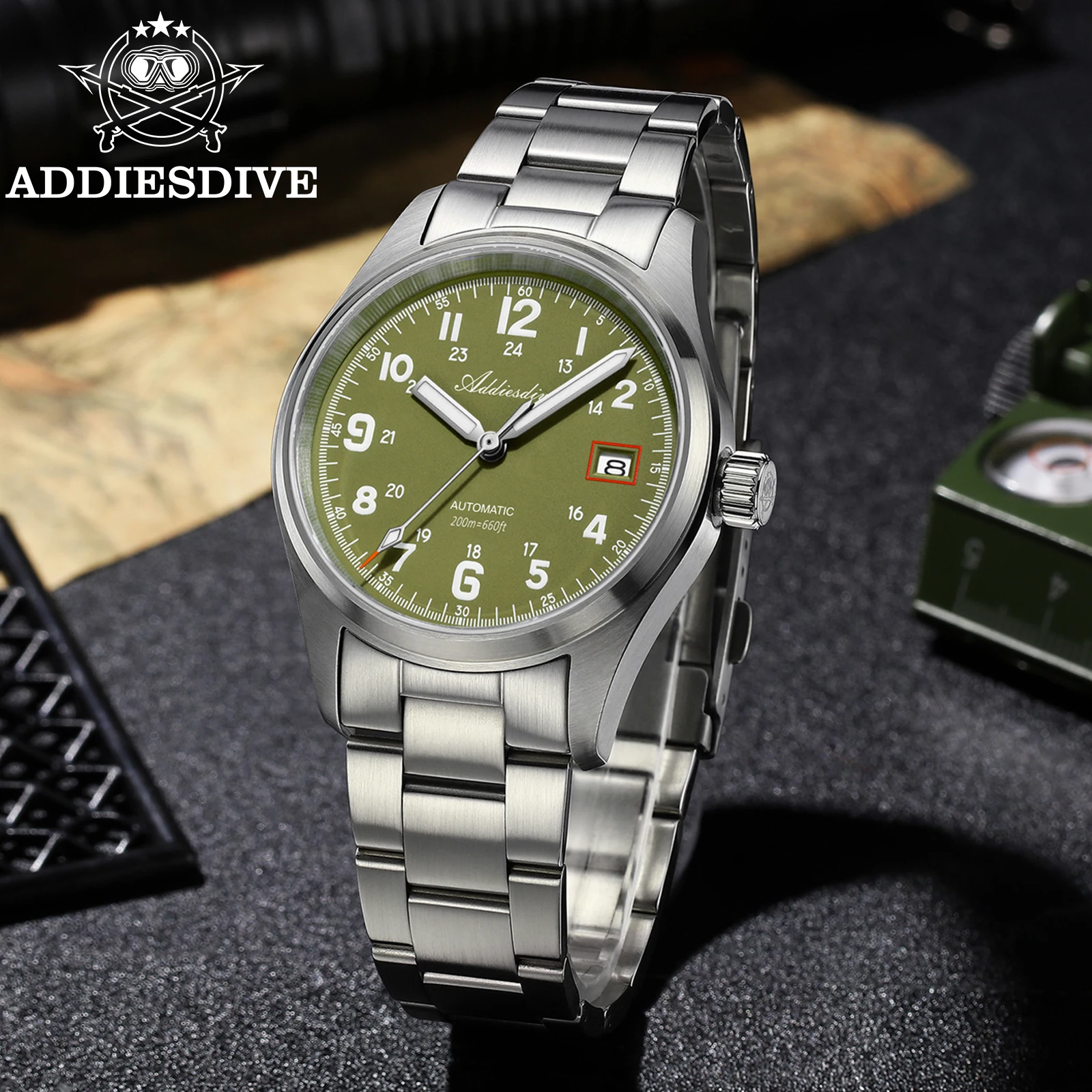 ADDIESDIVE New Automatic Watch For Men Luxury Sapphire Glass AR Coating 200m Diving 316L Stainless Steel Luminous 39mm Watch