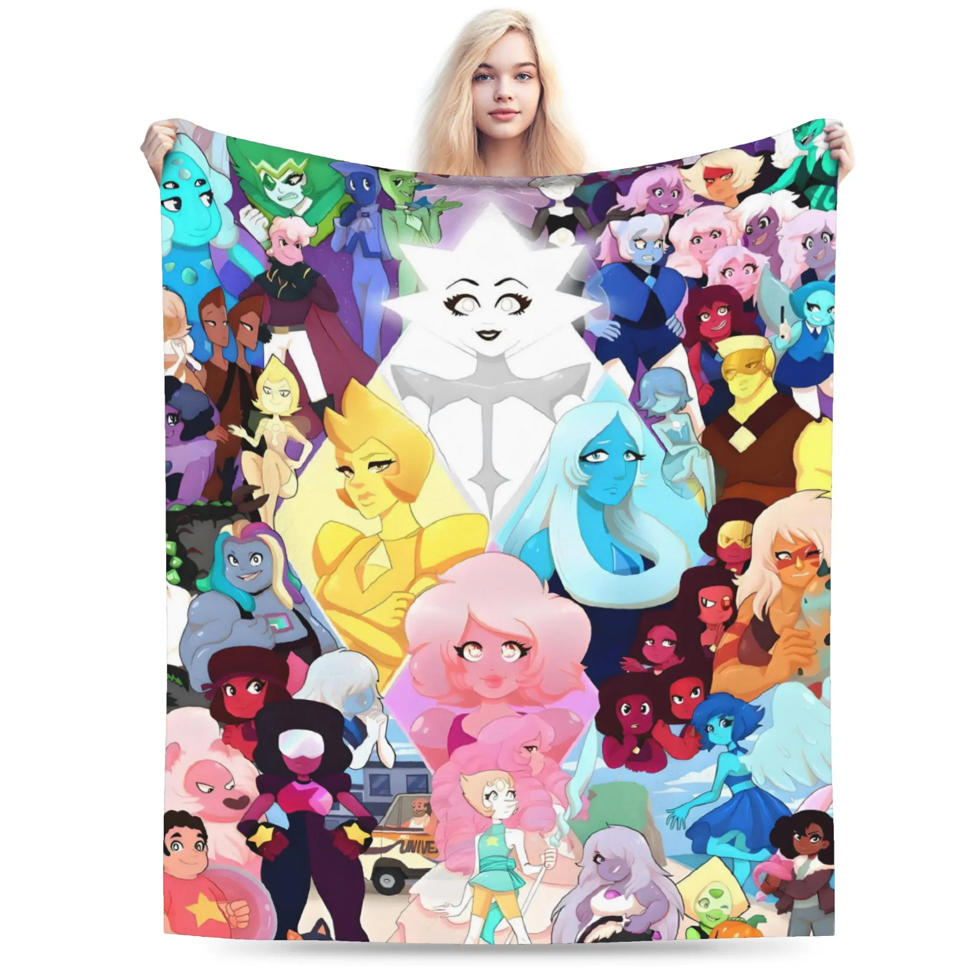 Custom Steven Universe Blankets Warm Flannel Children Gift Cartoon Throw Blanket for Home Sofa Office Travel