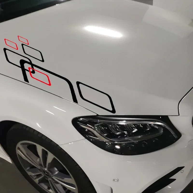 

2/4pcs Sports grid diamond shaped car stickers, personalized and creative car hood, door hood, and hood modification stickers