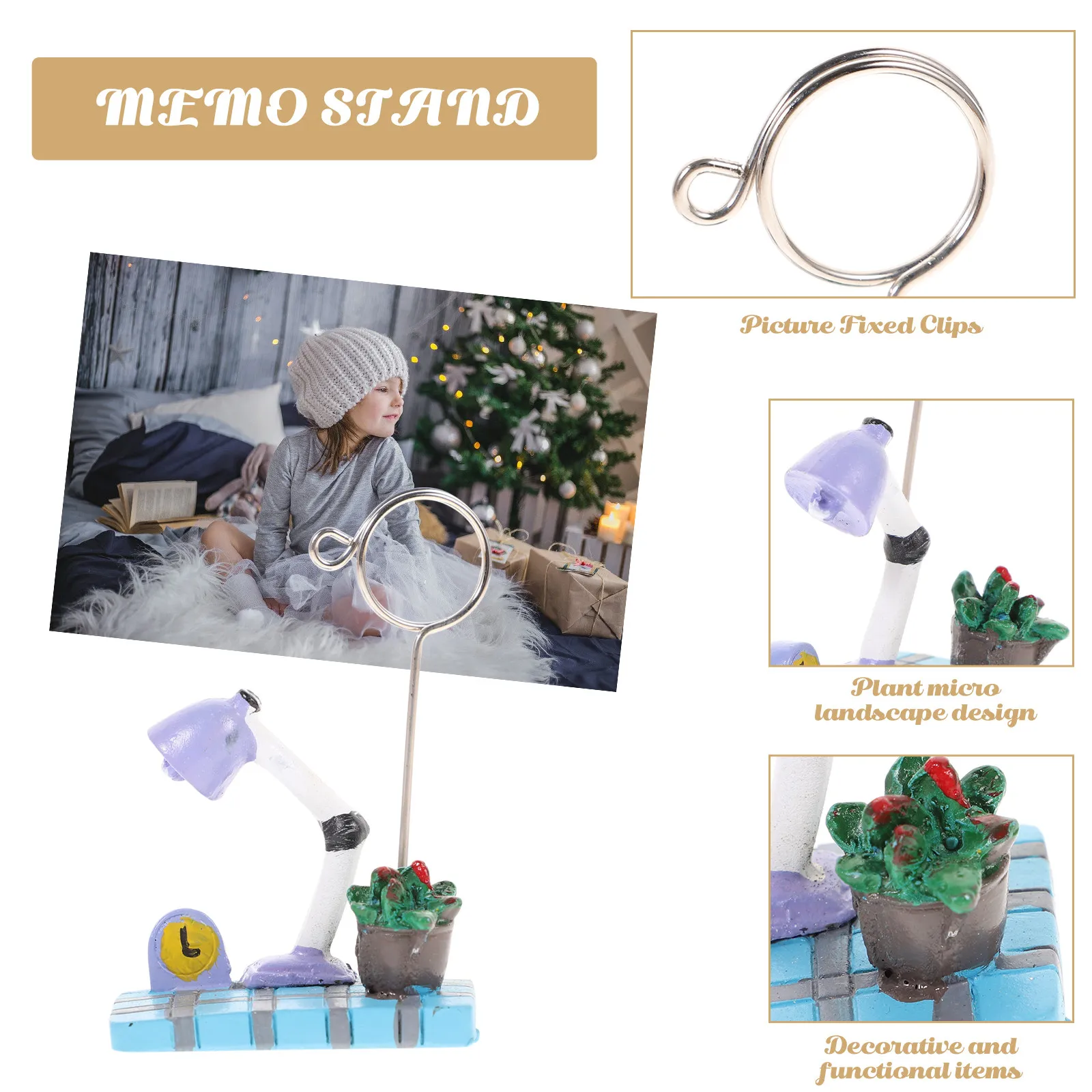 Succulent Plants Microlandschaft Memo Holder Photo Clip Note Stand Desktop Organizer for Office Home Desk Decoration Small Space
