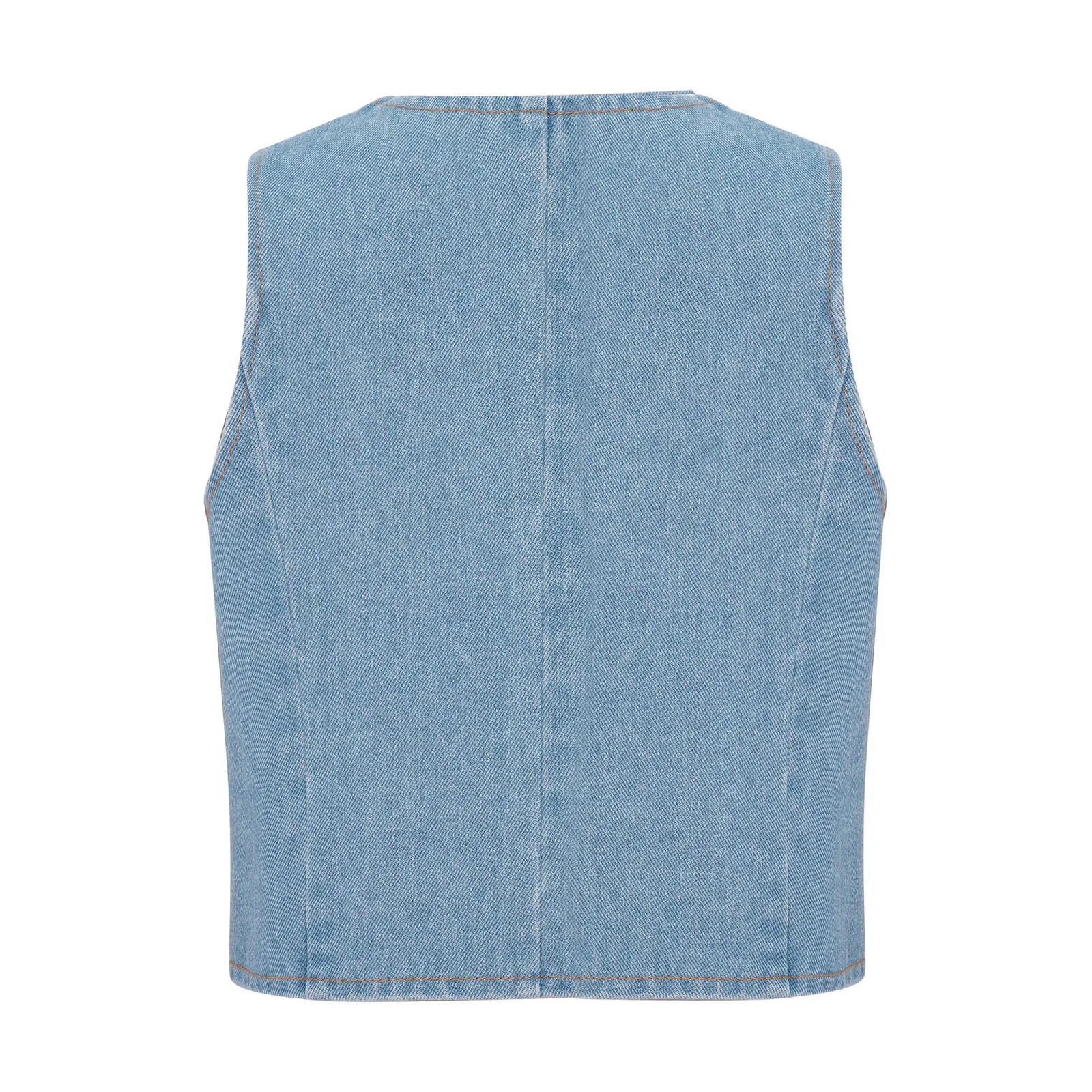 Kids Girls Denim Vest Casual Clothes Shiny Rhinestone Stars Sleeveless Buttons Jacket Asymmetrical Waistcoat for Performance