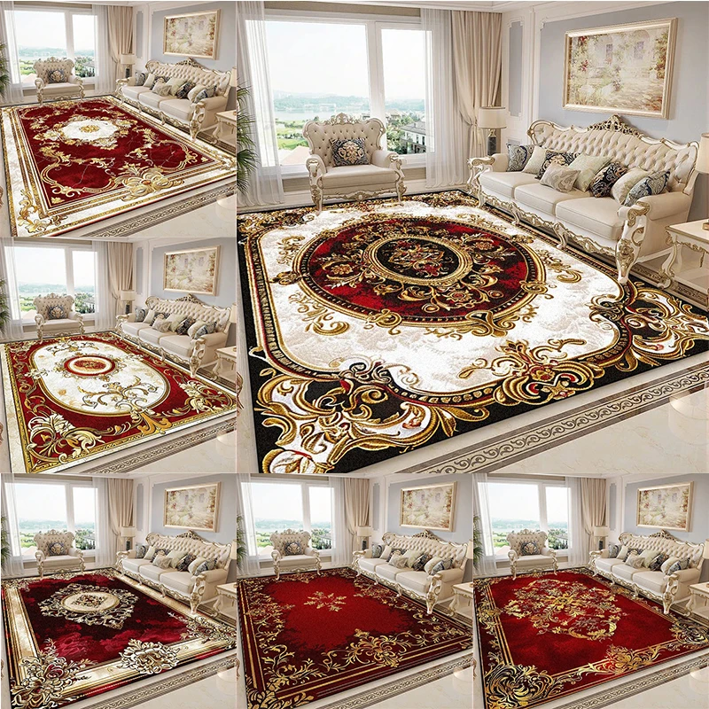 

Luxurious Retro Rugs Living Room European Decoration Sofa Area Non-slip Door Floot Mat Bedroom Cloakroom Soft Carpet Home Decor