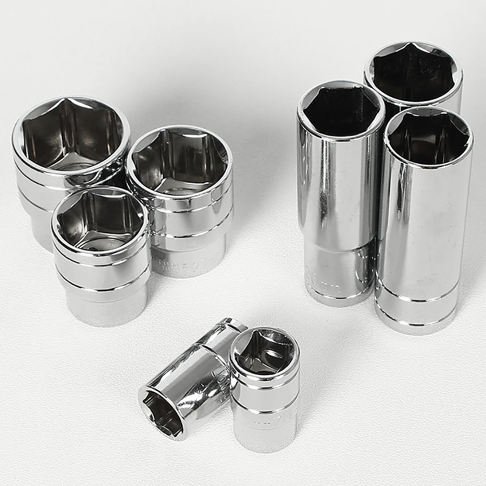 2Pcs Standard Socket Long 38mm SquareRatchet Wrench Hexagonal Socket Tool Diameter 8/10/12/14/16/18/20/22/24/27/30/32mm Socket