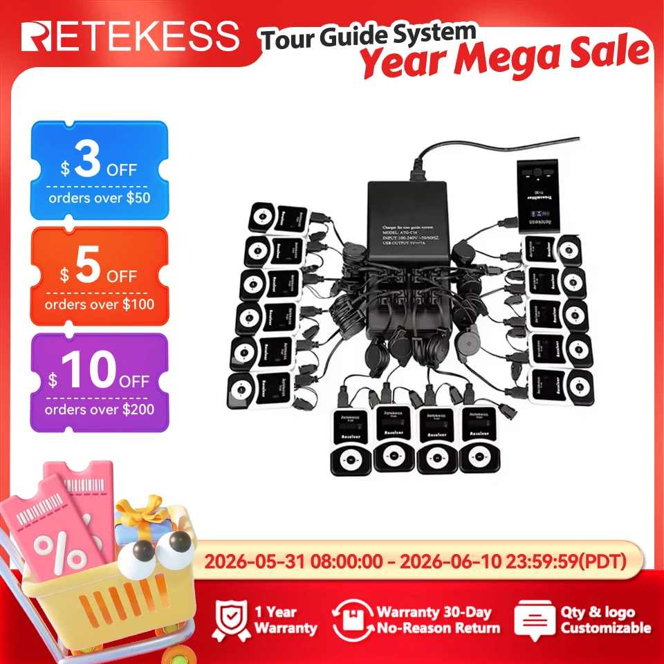 RETEKESS T130 T131 Wireless Tour Guide System Audio Tour Guide System Wireless Microphone Transmitter For Museums,Tourist Groups