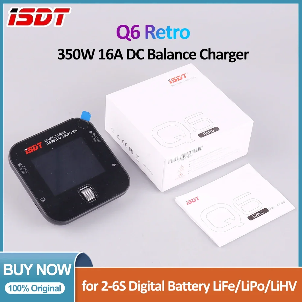 AeroPartsISDT Q6 Retro 350W 16A DC Lipo Battery Balance Charger Discharger 2.4inch IPS Display For 2-6S Battery LiFe/LiPo/LiHV R