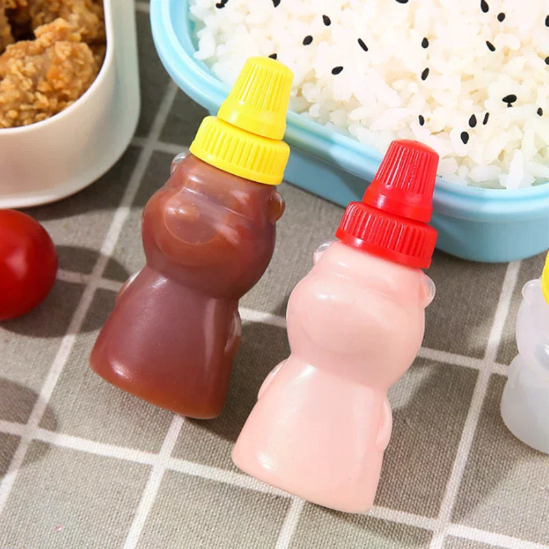 4PCS 1/2/ Mini Sauce Box Squeeze BottLe Cartoon Cute Pattern Tomato Honey Condiment Container for Kids Lunch Box Accessories