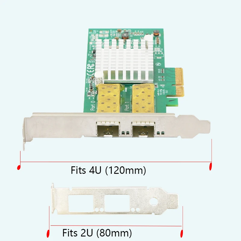 For Intel I350-AM2 Dual SFP Fiber NIC - PCI-E X4 for Server/Desktop, 1000Mbps LC Module Support, Multi/Single Mode Compatible