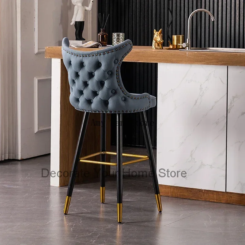 

American Light Luxury Bar Chair Home Modern Simple Bar Chair European Style High Back Island High Chair Bar Stool Cadeiras