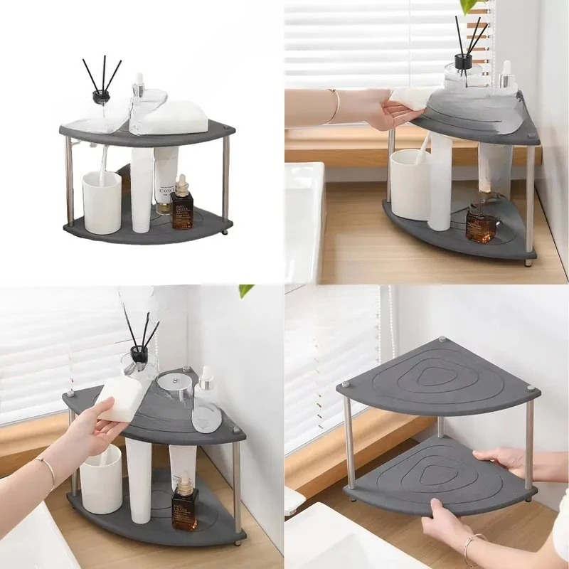 Double Layer Diatomite Tank Bracket Tray Rack for Bathroom Kitchen Sink Organizer Storage Shelf Drainage Holder Stand