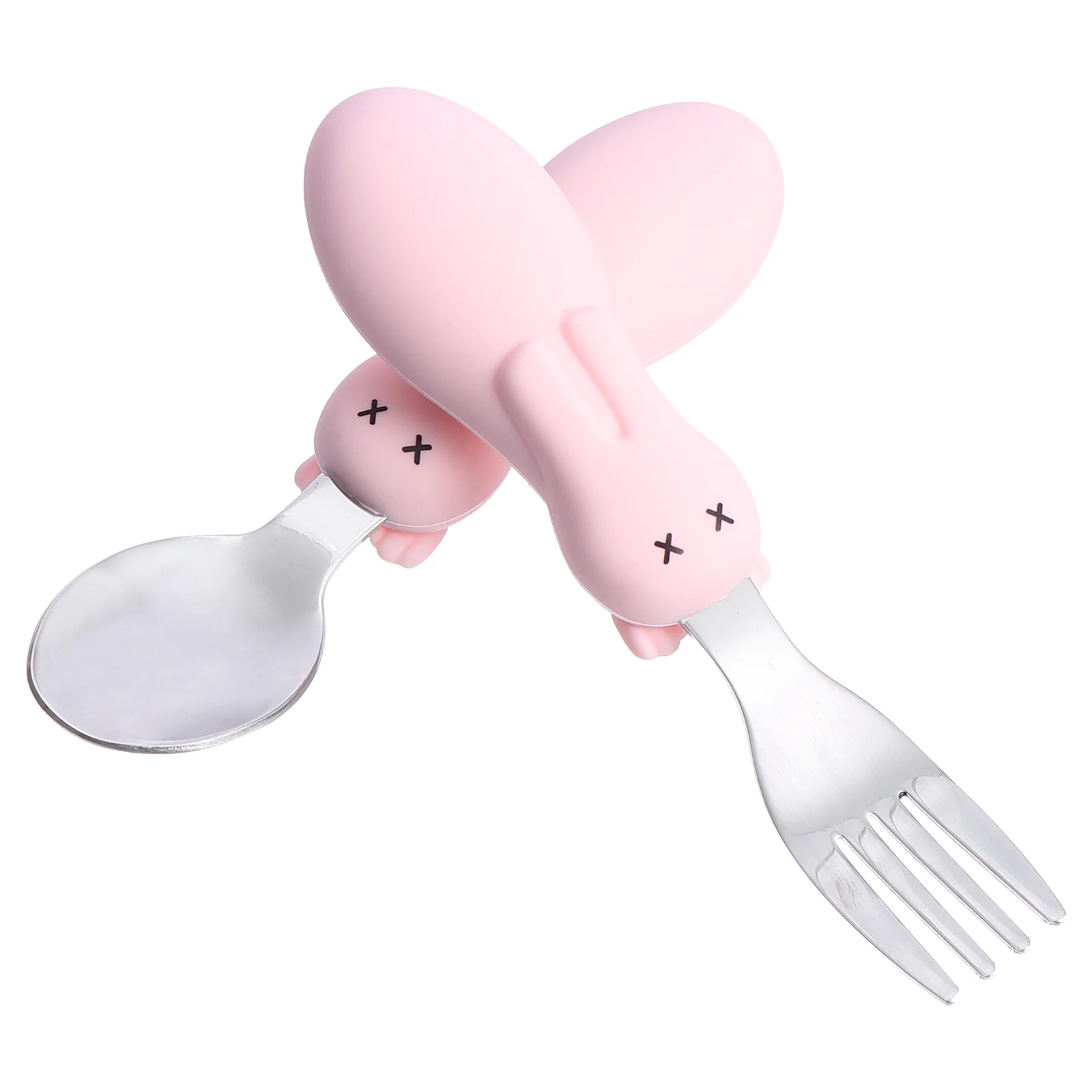 

Training Food Spoon Serving Utensils Short Handle Fork Cartoon Silica Gel Baby Shower Gift Infant