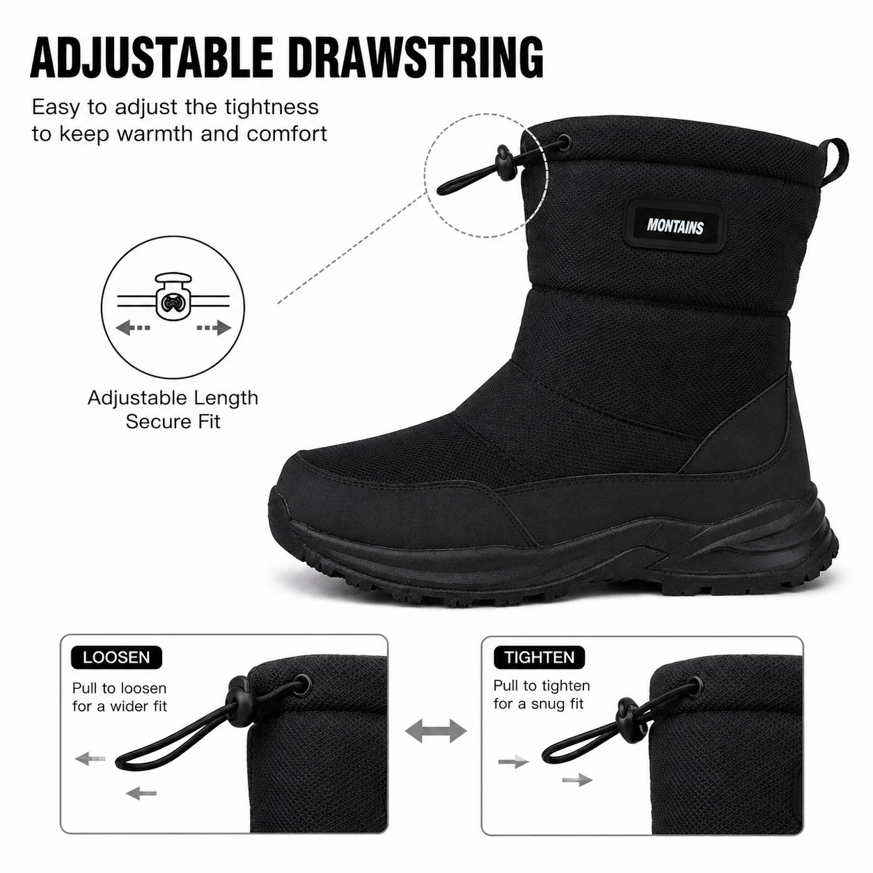 Warme Winter-Plüsch-Schneestiefel für Damen und Herren, Outdoor-Winterstiefel, winddichte Baumwollschuhe, abriebfeste und rutschfeste Stiefeletten. – Detail 8