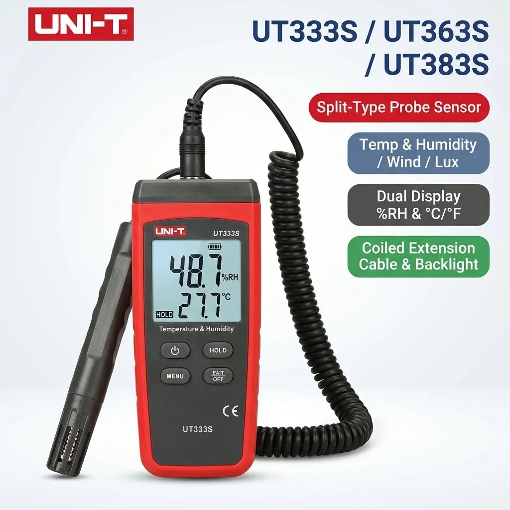 UNI-T UT333S UT363S UT383S Digital Split Meter Temperature Humidity Hygrometer Anemometer Wind Speed Luxmeter Light Tester