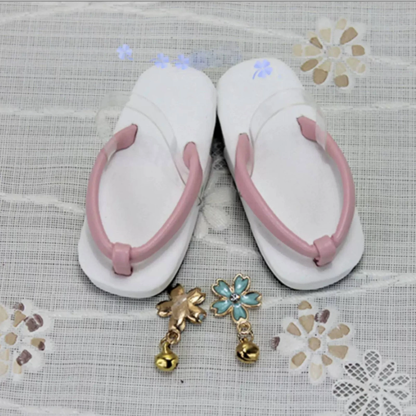 Japanese-Style Doll Sandals Pink Straps Flat Exposed-toeToe Doll Sandals Toy Accessory Clear Heel Loop Easy to Wear