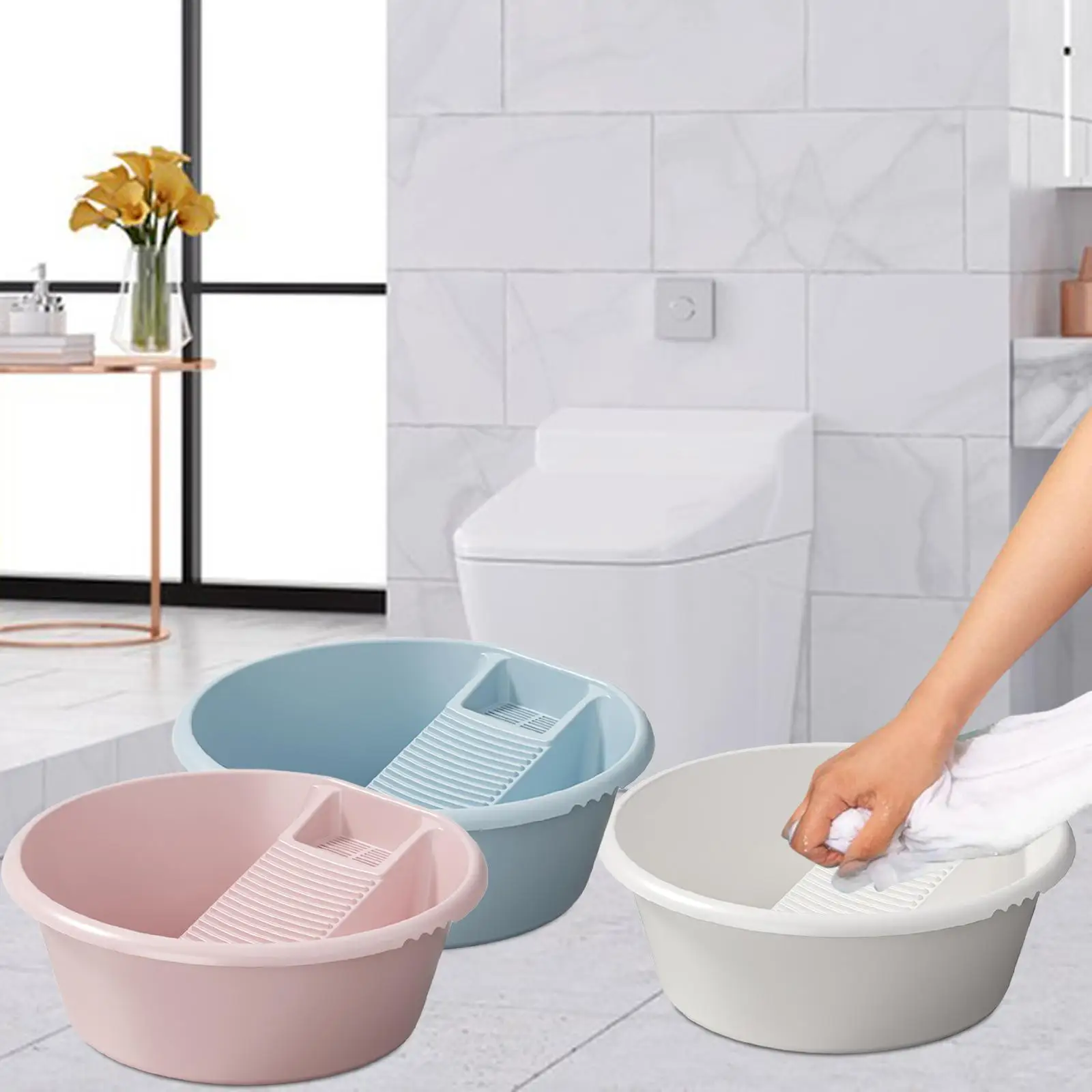 

Умывальник, Ванна со встроенной умывательной доской, PP, Портативный, Умывальник для чистки, Умывальник для белья для нижнего белья, Ручной стирки